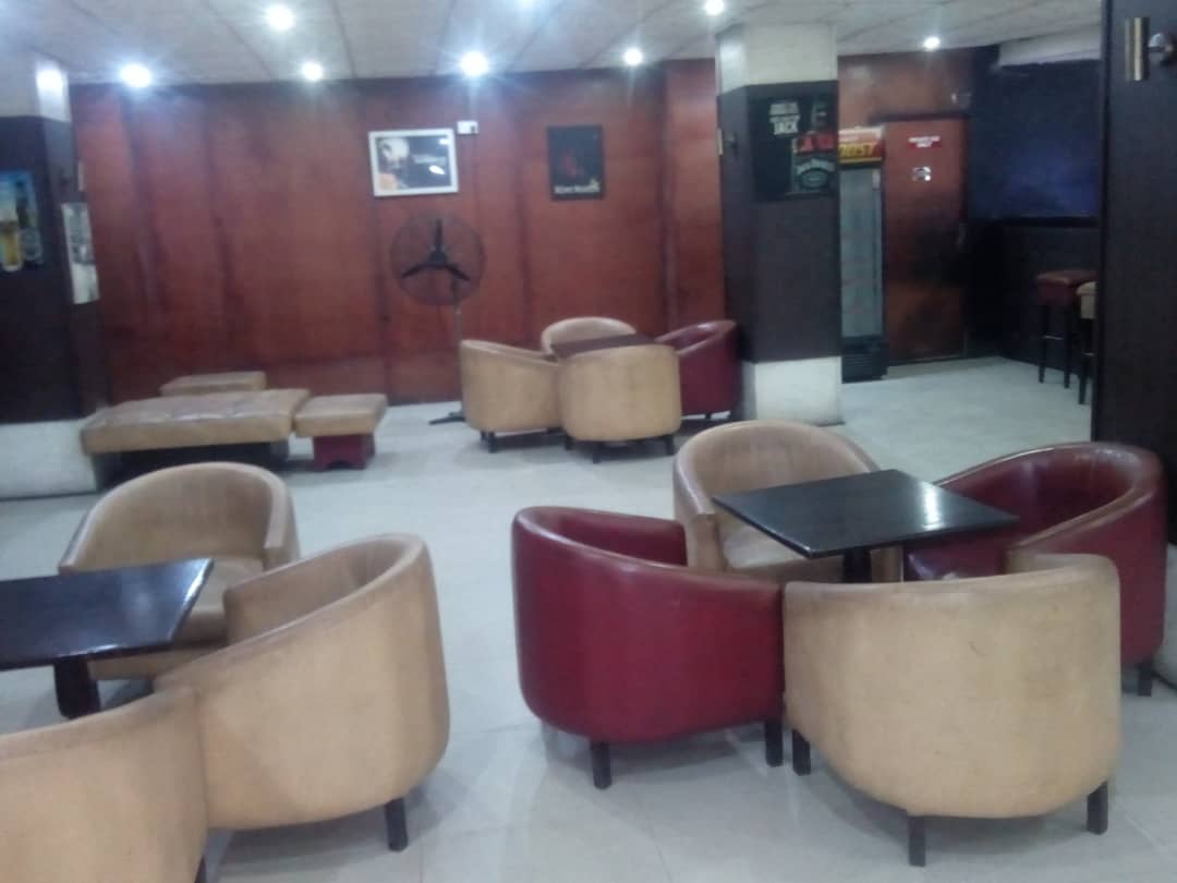 Restaurant and bar seating at Ikeja Central Hotel